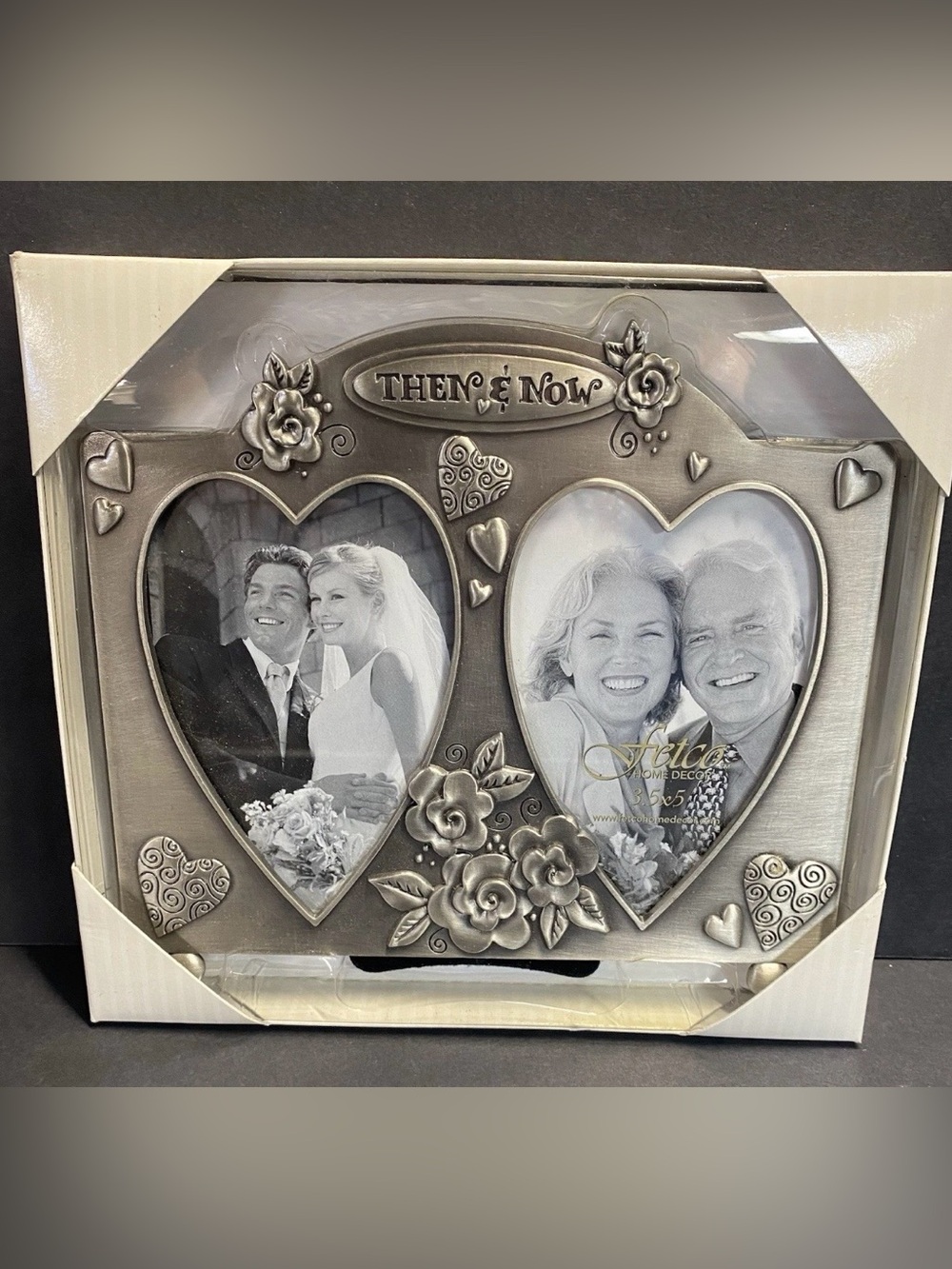 Then & Now Silver Heart Double Photo Frame by ETE Wedding/Anniversary Frame